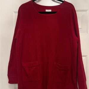 J.Jill Red Long Sleeve Top with Pockets XL EUC